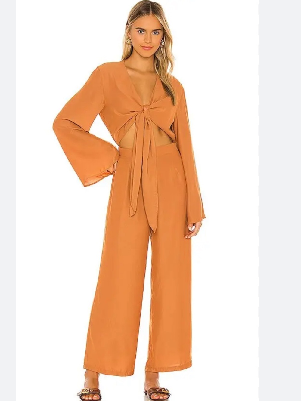 Tie-Front Wide-Leg Jumpsuit